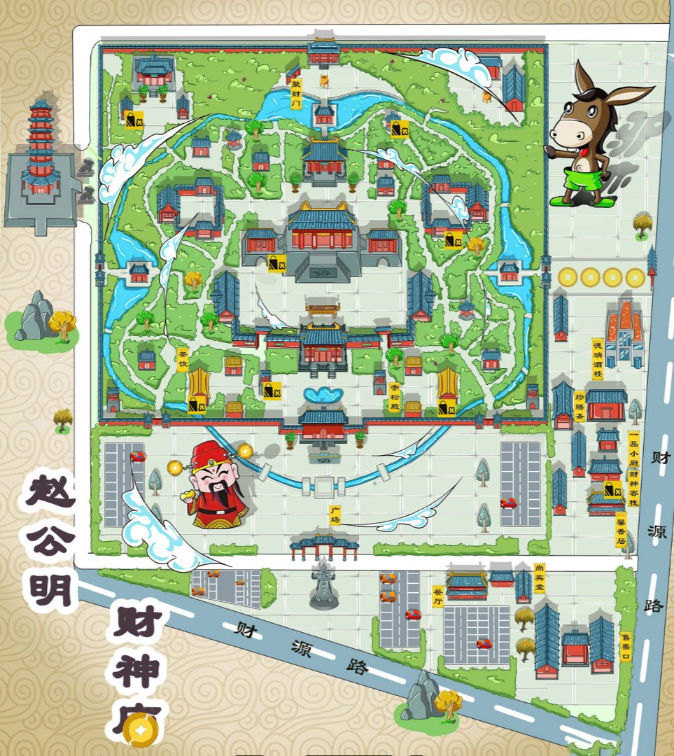 秦安寺庙类手绘地图